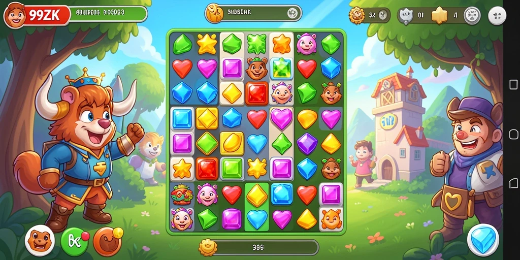 Tampilan gameplay seru dari 99ZK dengan puzzle Match-3.