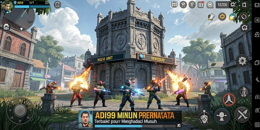Tampilan aksi seru dalam ADI99 dengan strategi Tower Defense.