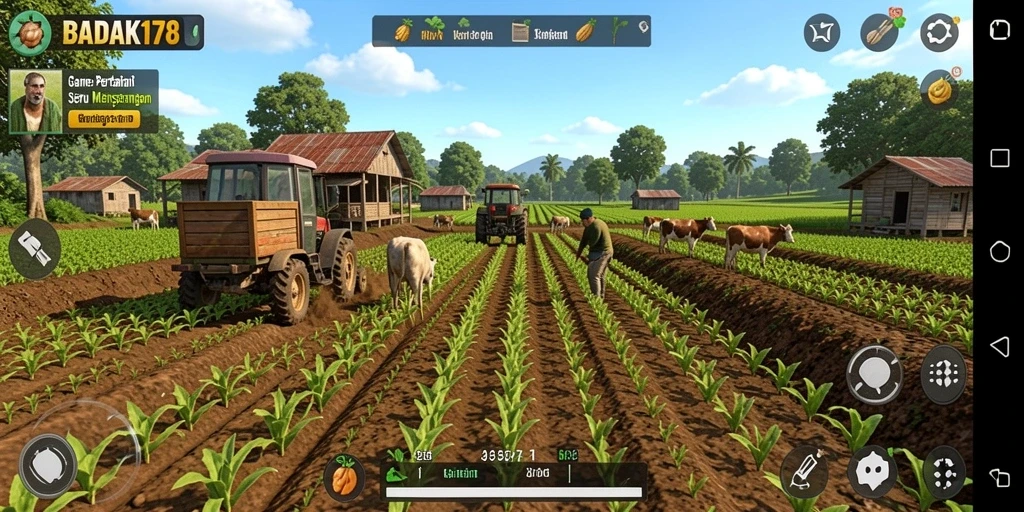 Tampilan gameplay menawan di BADAK178 dengan aktivitas bertani.