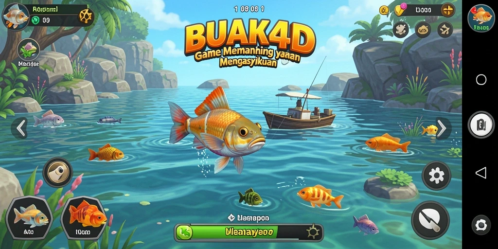 Screenshot utama BUAH4D menampilkan momen menangkap ikan yang seru.