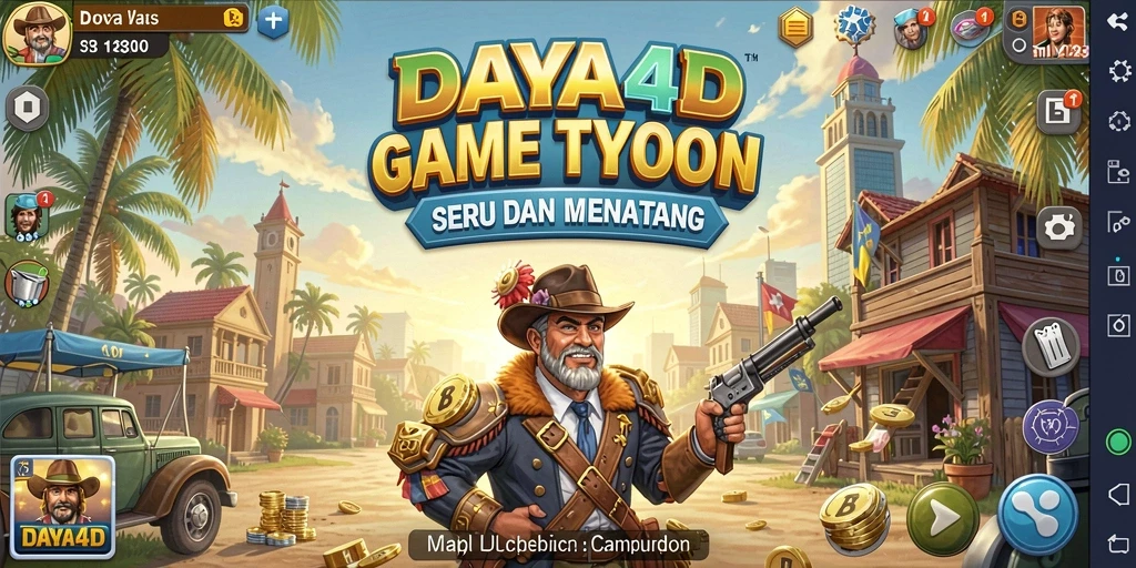 Screenshot utama dari gameplay DAYA4D yang menampilkan pengelolaan bisnis.
