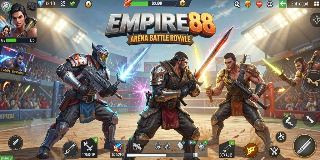 Gameplay seru EMPIRE88 dalam pertempuran Battle Royale.
