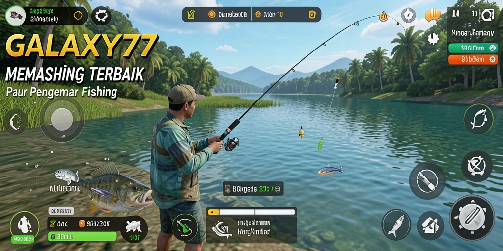 Tampilan screenshot gameplay GALAXY77 yang mendebarkan saat memancing ikan besar.