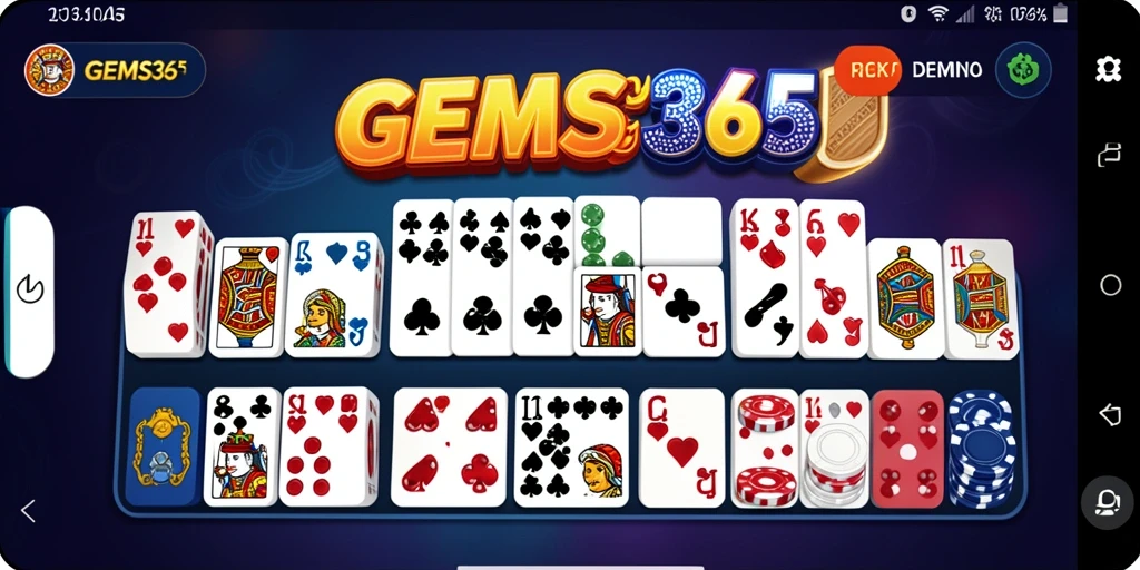 Tampilan antarmuka GEMS365 dengan gameplay Domino yang seru.