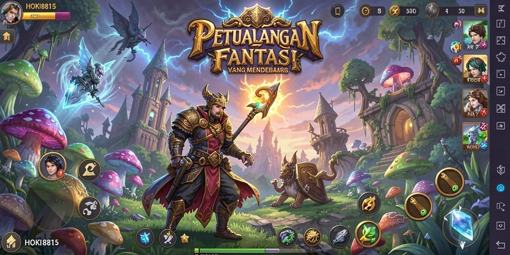 Tampilan gameplay HOKI8815 dengan pertempuran seru dan eksplorasi mendalam.