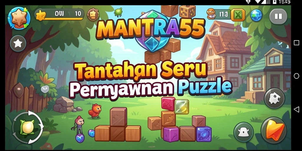 Screenshot gameplay MANTRA55 menampilkan tantangan Puzzle yang menarik.
