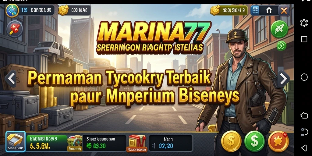 Screenshot menunjukkan berbagai elemen pengelolaan bisnis dalam MARINA77.