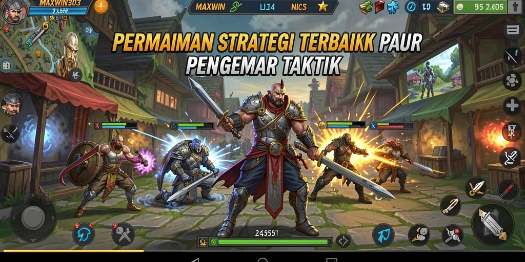 Screenshot gameplay MAXWIN303 menunjukkan pertarungan strategis yang intense.