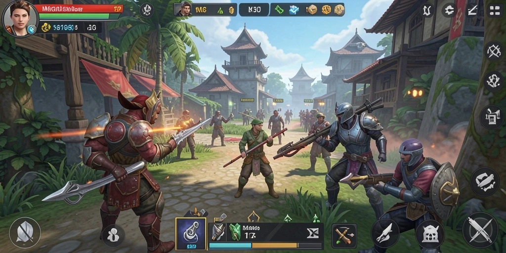 Tangkapan layar dari gameplay <strong>MG108</strong> yang menampilkan pertempuran strategis.