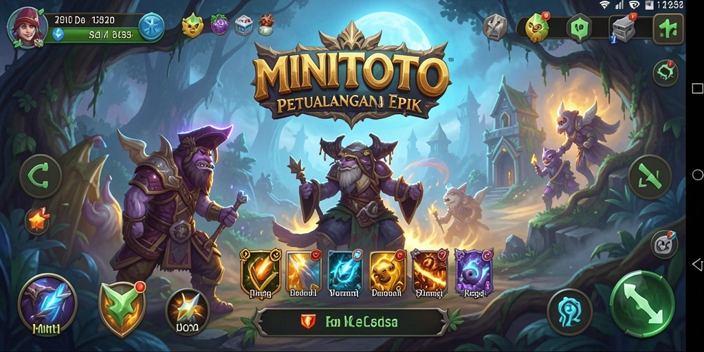 Tangkapan layar gameplay MINITOTO menampilkan pertarungan menegangkan di dunia fantasi.