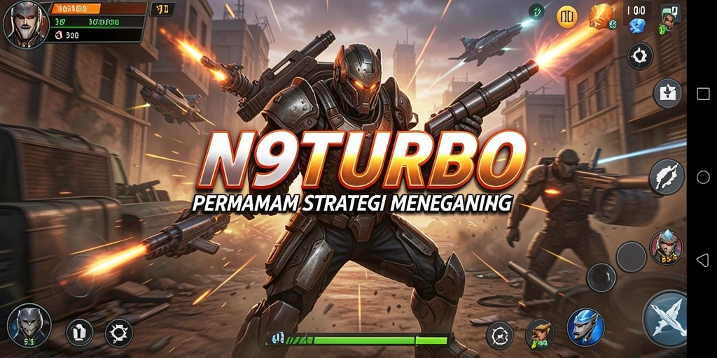 Tangkapan layar N9TURBO menampilkan aksi strategi yang intens.