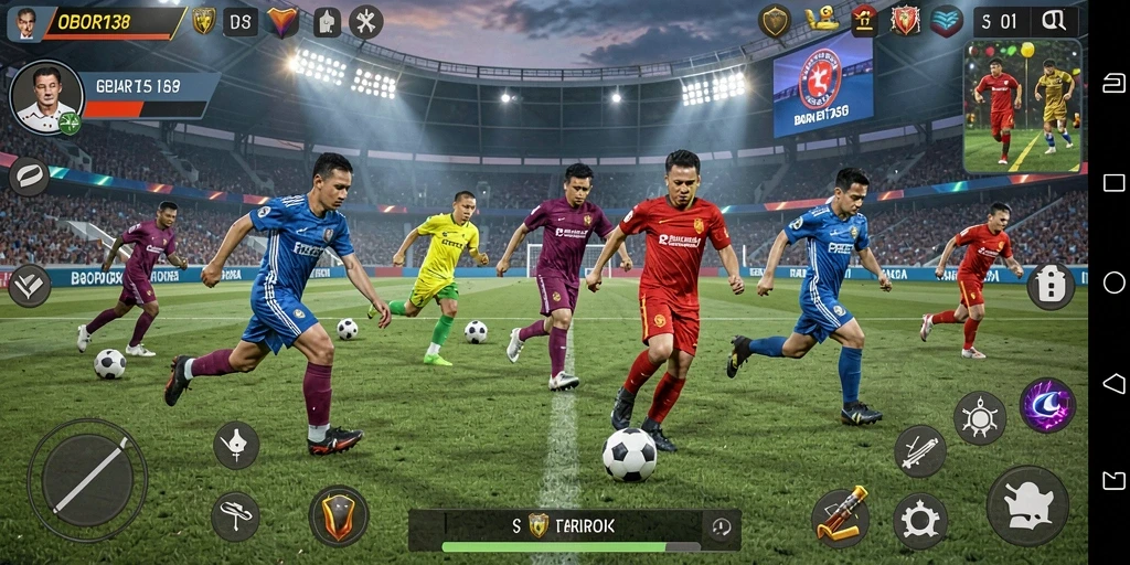 Tampilan screenshot dari OBOR138 dengan intensitas permainan sepak bola.