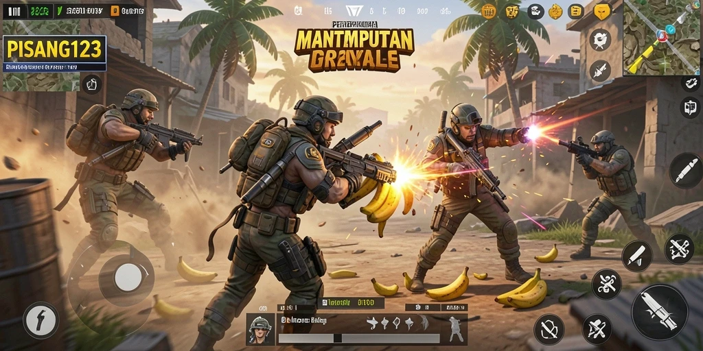 Tampilan gameplay mendebarkan di PISANG123 dengan pertempuran seru.