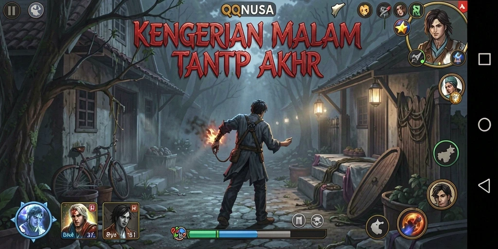 Screenshot utama QQNUSA menampilkan gameplay yang mengerikan dan menegangkan.