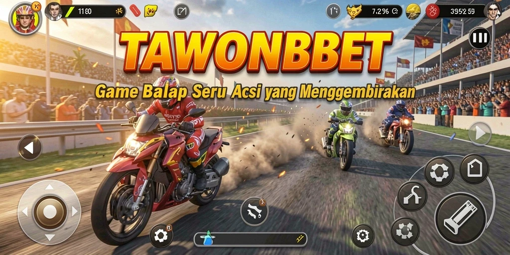 Tangkapan layar TAWONBET menampilkan aksi balap yang mendebarkan di lintasan.