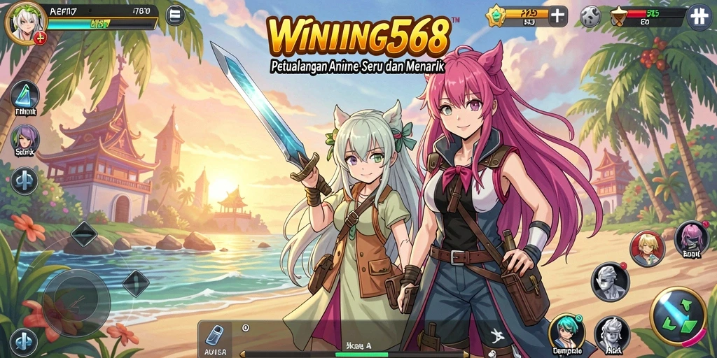 Tampilan gameplay seru dari WINNING568 dengan karakter anime yang menarik.